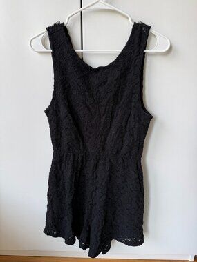 Black lace sleeveless romper